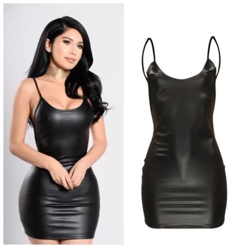 Women Sexy Patent Leather Hollow Chain One-Piece Lingerie