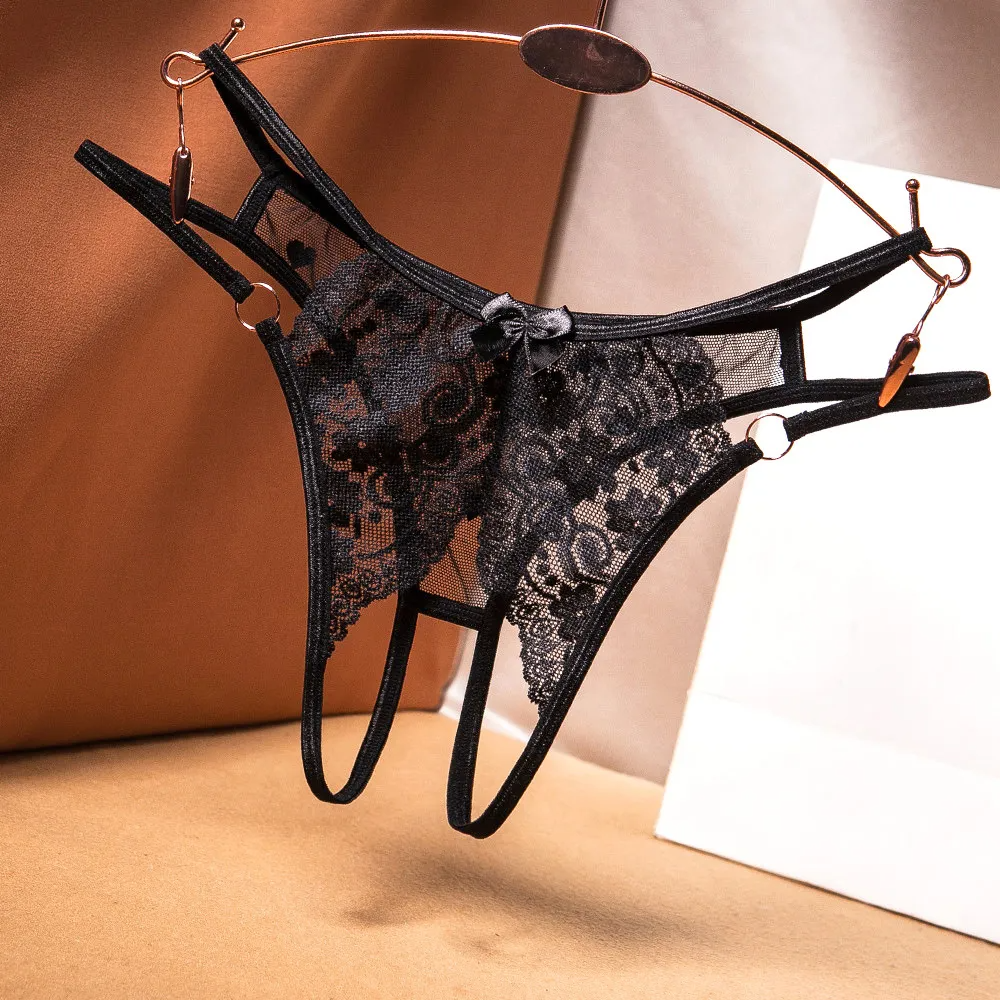 Women Sexy Lace Bow Thongs
