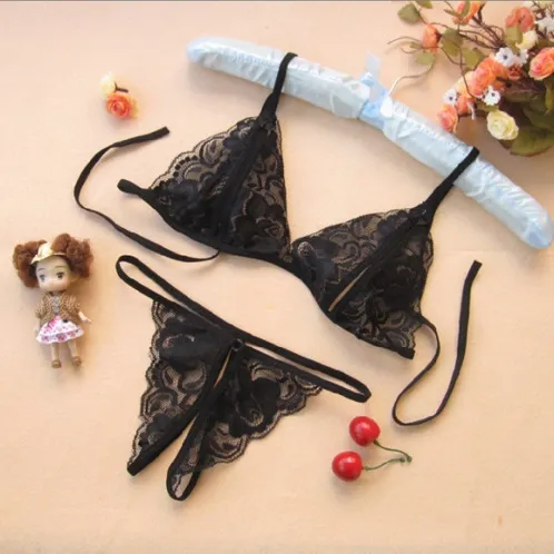 Wholesale Clearance Sale Women Sexy Solid Color Lace See-Through Bra Panty Set