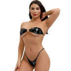 Women Fashion Sexy Solid Color Tube Top Bikini Swimsuit