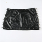 Women Sexy Punk Rivet Leather Skirt