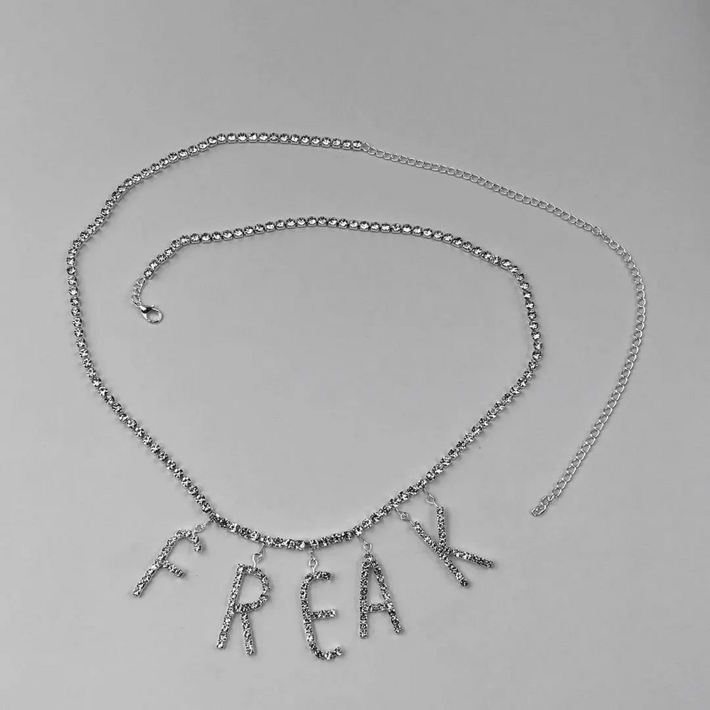 Women Fashion Sexy Rhinestone Letter Waist Chain