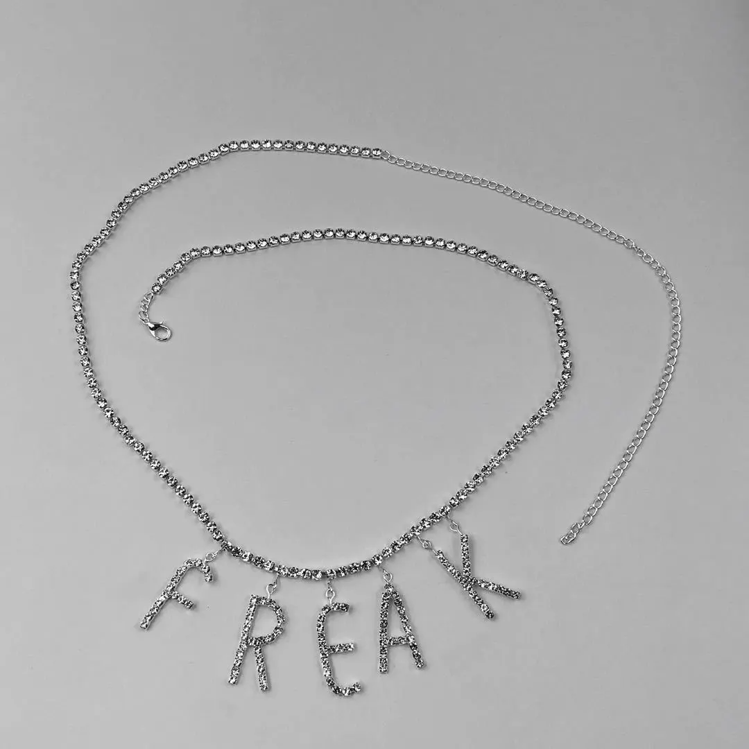 Women Fashion Sexy Rhinestone Letter Waist Chain