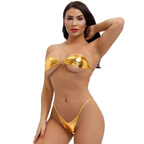 Women Fashion Sexy Solid Color Tube Top Bikini Swimsuit