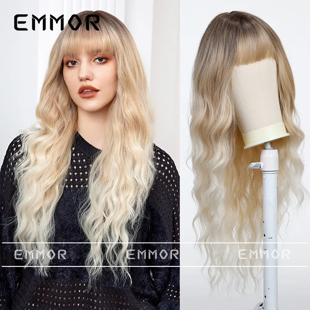Women Long Curly Hair Bangs Wig
