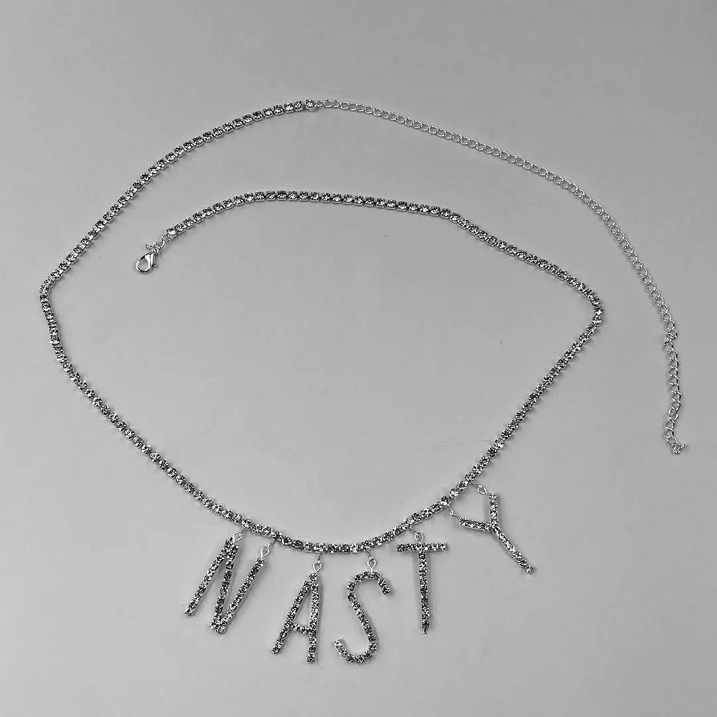 Women Fashion Sexy Rhinestone Letter Waist Chain