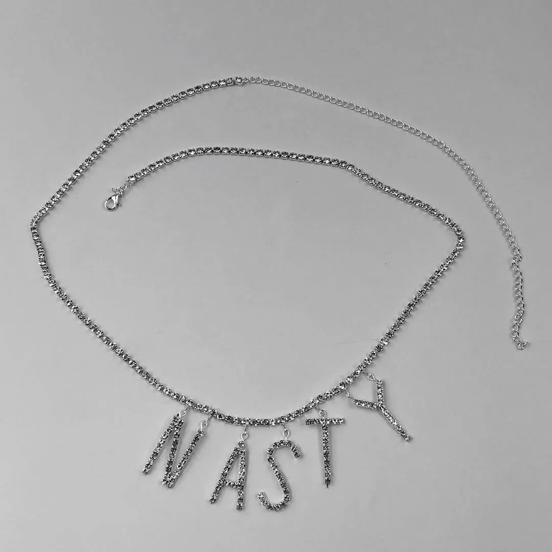 Women Fashion Sexy Rhinestone Letter Waist Chain