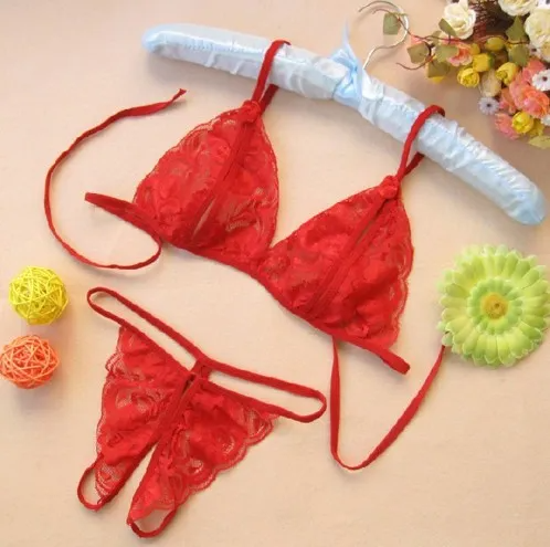 Wholesale Clearance Sale Women Sexy Solid Color Lace See-Through Bra Panty Set