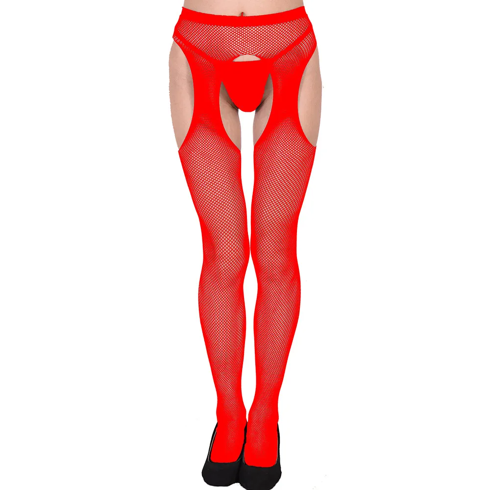 Women Fashion Open File Sexy Hollow Net Tights One-Piece Stockings