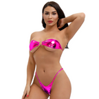 Women Fashion Sexy Solid Color Tube Top Bikini Swimsuit