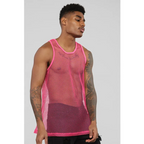 Men Casual Solid Color Sexy Mesh Hollow Transparent Vest
