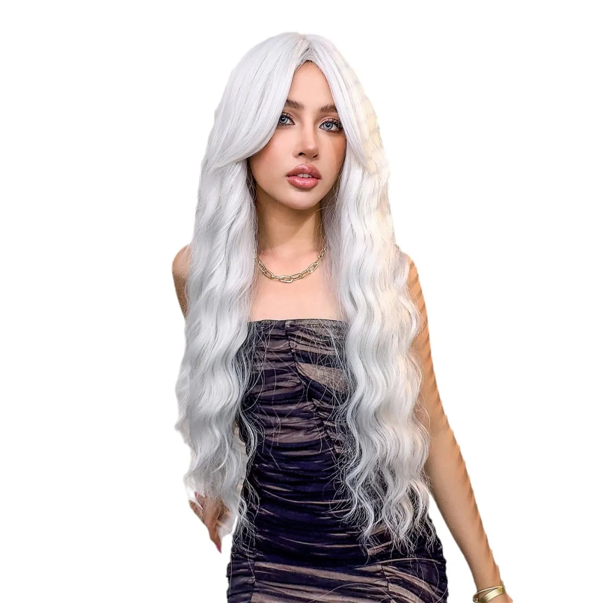 Fashion Silver Long Curly Hair Wig