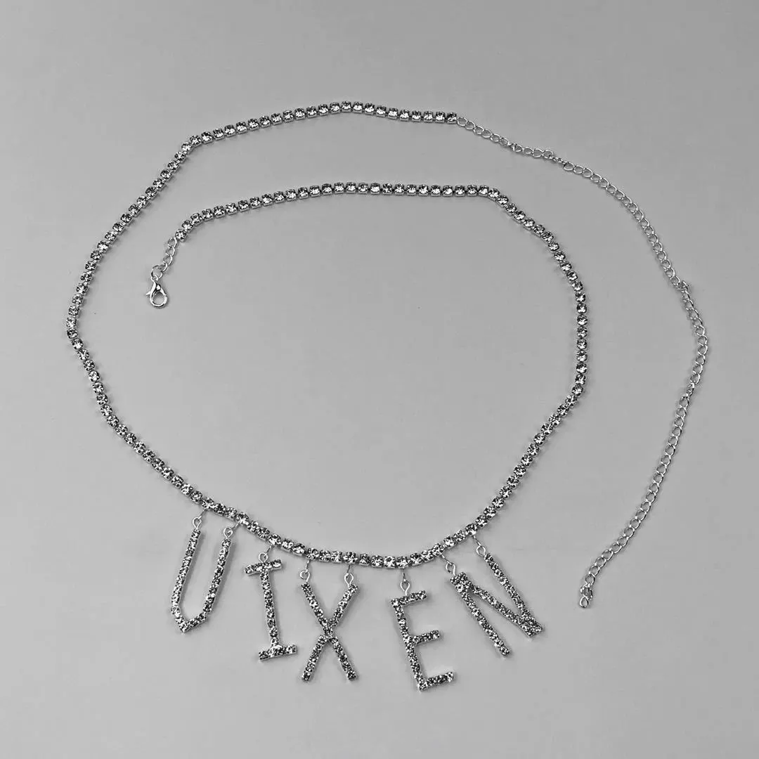 Women Fashion Sexy Rhinestone Letter Waist Chain