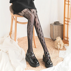 Women Fashion Sexy Rose Cross Stripe Hollow Pantyhose