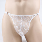 Men Low Waist Transparent Mesh T-back