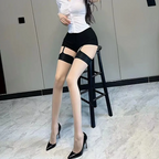 Women Sexy Suspender One Solid Color Thin Over-The-Knee Pantyhose
