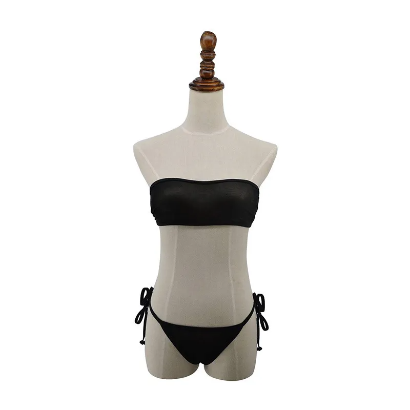 Women Fashion Sexy Solid Color Mesh Perspective Sexy Underwear Set