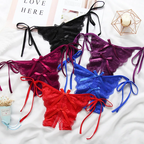 Women Sexy Lace See-through Solid Color Bandage T-back