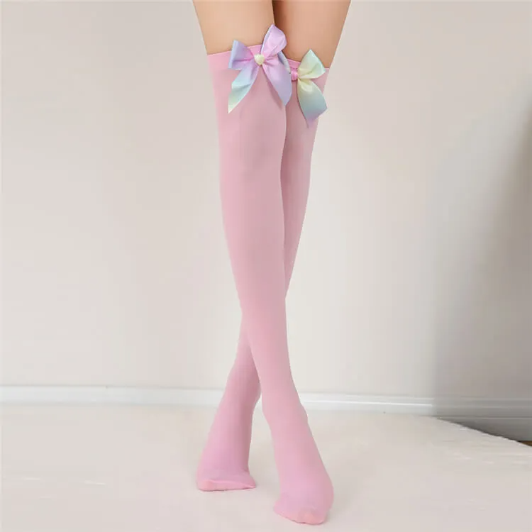 Women Sexy Bow Decorative Mesh Stockings