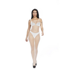 Women Fashion Sexy Hollow Perspective One Piece Stockings Long Sleeve Suspender Lingerie