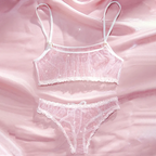 Women Fashion Sexy Perspective Polar Dot Mesh Bow Sexy Lingerie Set