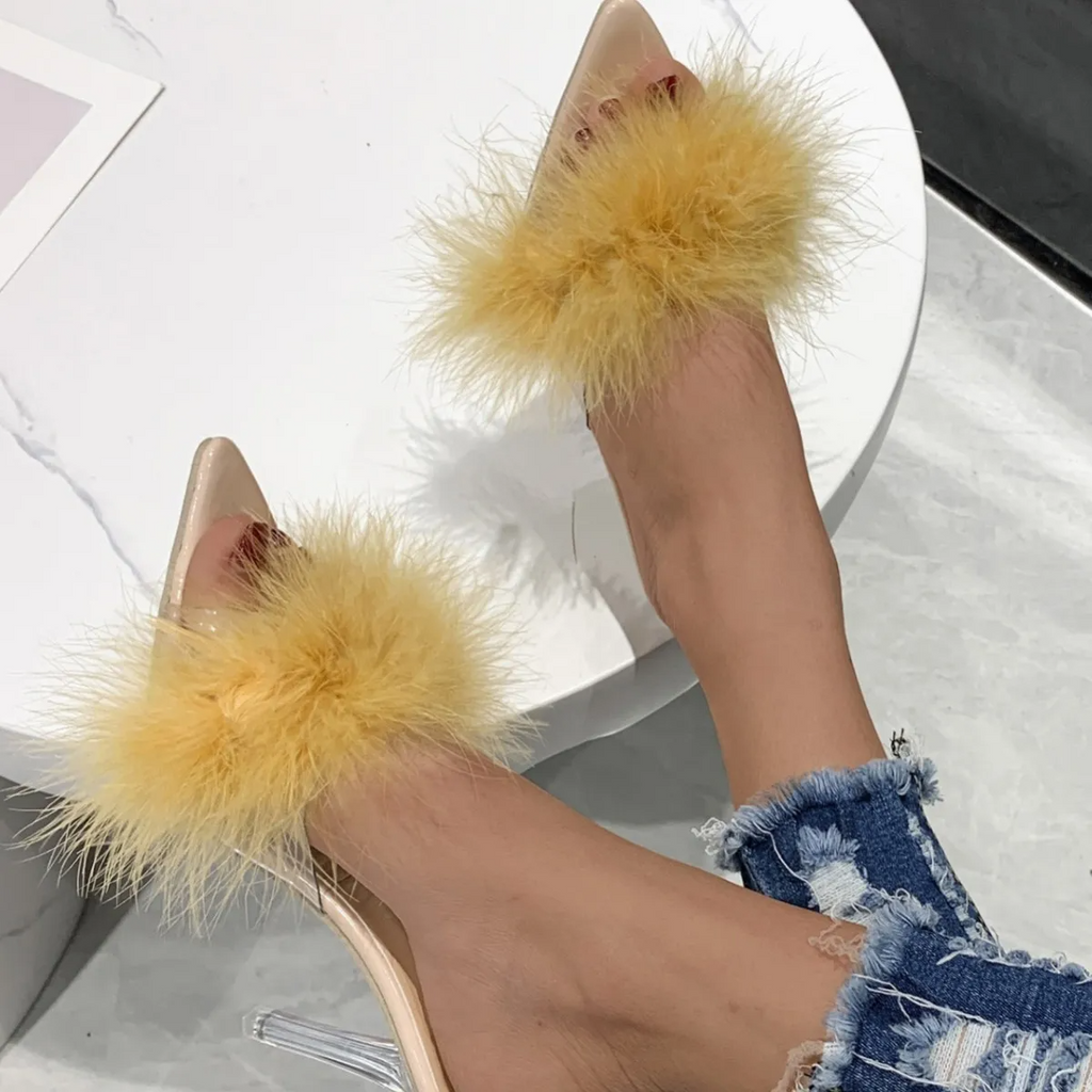 Women Fashion Transparent High Heel Slippers