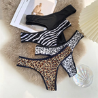 Women Fashion Sexy Hollow Leopard Zebra Print Low Waist Underwear