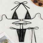 Sexy Solid Color Lace-Up Bikini Women Beach Swimsuit