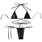 Sexy Solid Color Lace-Up Bikini Women Beach Swimsuit