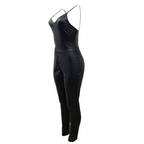 S-XL Sexy PU Leather Sleeveless Tight Sling Jumpsuits