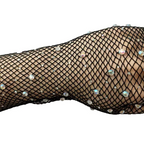 Women Fashion Hot Drilling Fishing Net Black Stretch Color Gloves