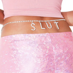 Women Fashion Sexy Rhinestone Letter Waist Chain