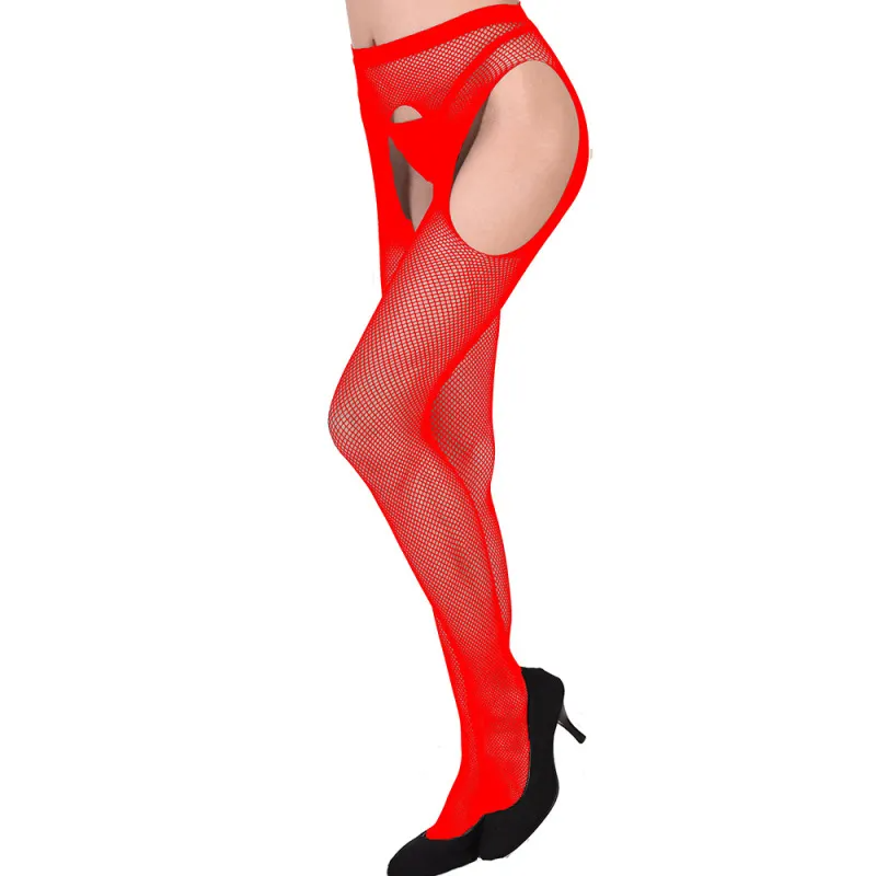 Women Fashion Open File Sexy Hollow Net Tights One-Piece Stockings
