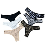 Women Fashion Sexy Hollow Leopard Zebra Print Low Waist Underwear