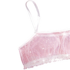 Women Fashion Sexy Perspective Polar Dot Mesh Bow Sexy Lingerie Set