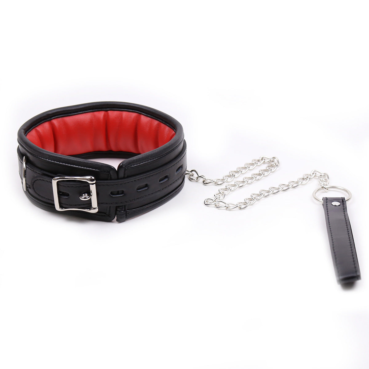 Black And Red Thick D Ring Neck Collar