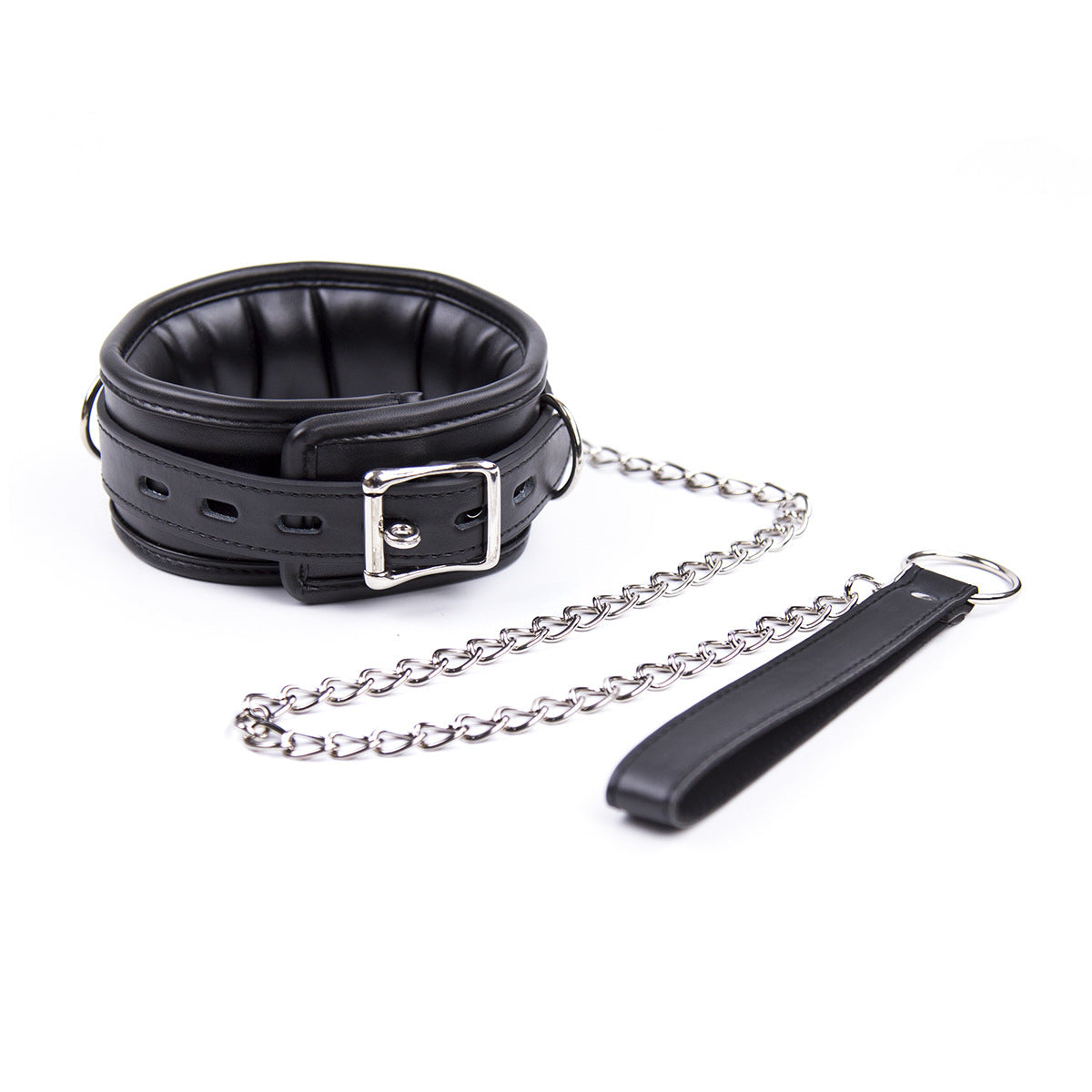 Black And Red Thick D Ring Neck Collar