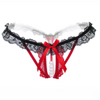 Sexy Crotchless Pearl Massage Lace Panty T-back